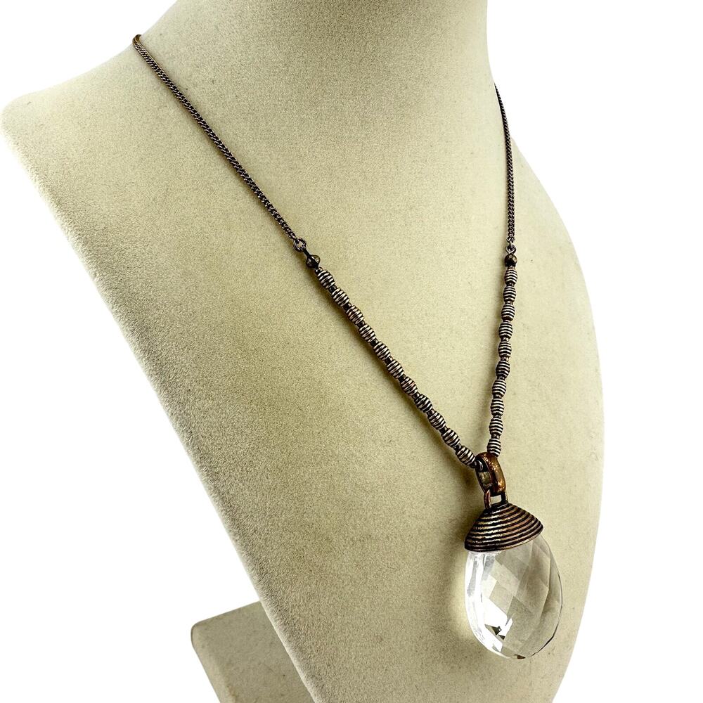 Loft Faceted Glass Crystal Teardrop Wire Wrap Beaded Bronze Tone 35” Necklace